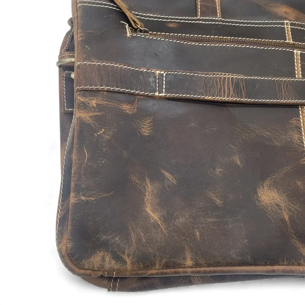 HLC Full Grain Leather Messenger Bag 18